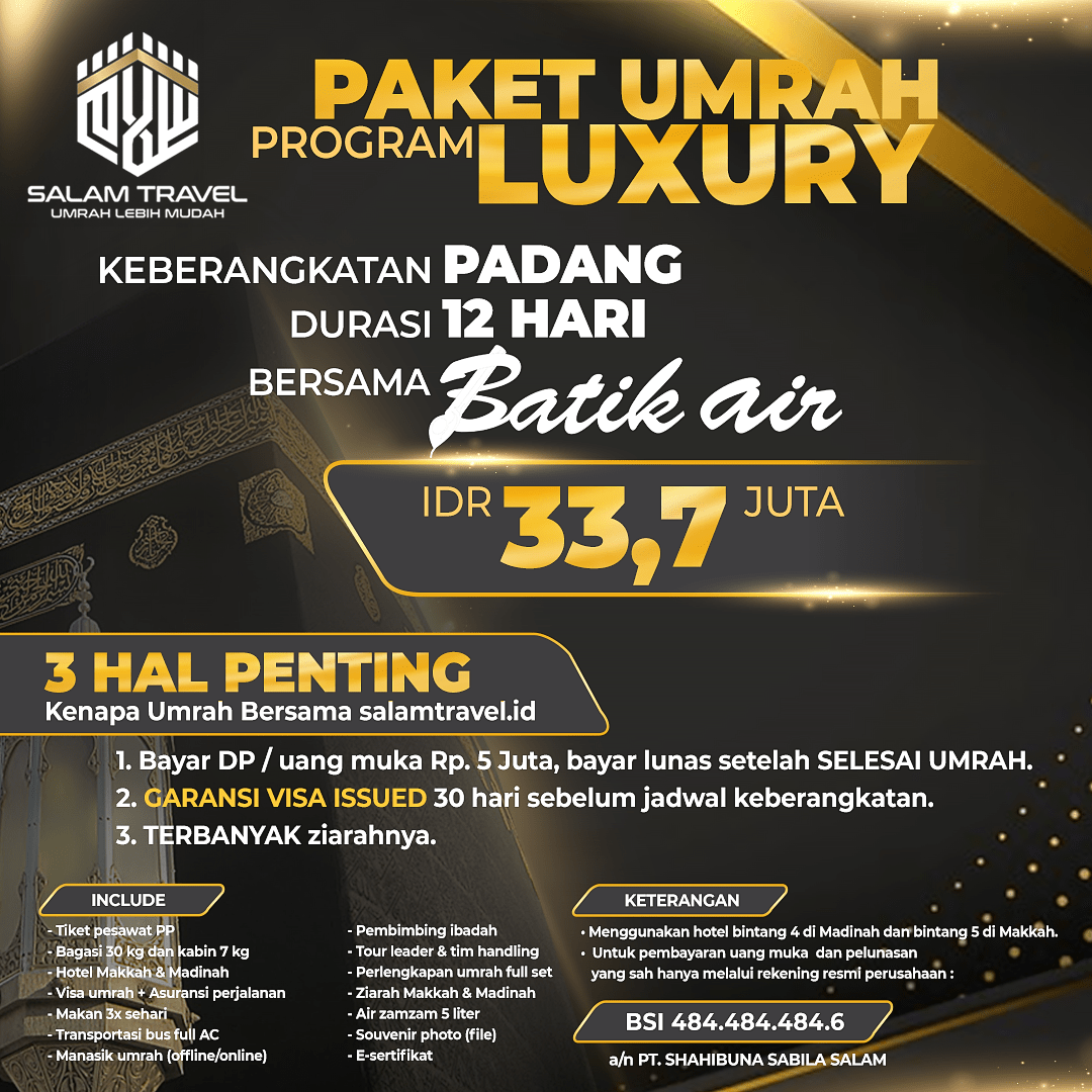 Umrah Luxury Padang 12H Umrah Luxury Padang 12H