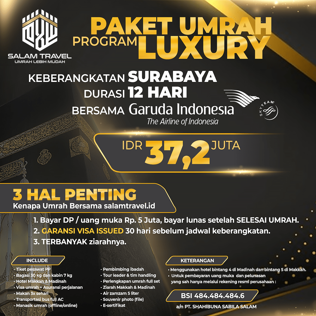 Umrah Luxury Surabaya 12H Umrah Luxury Surabaya 12H