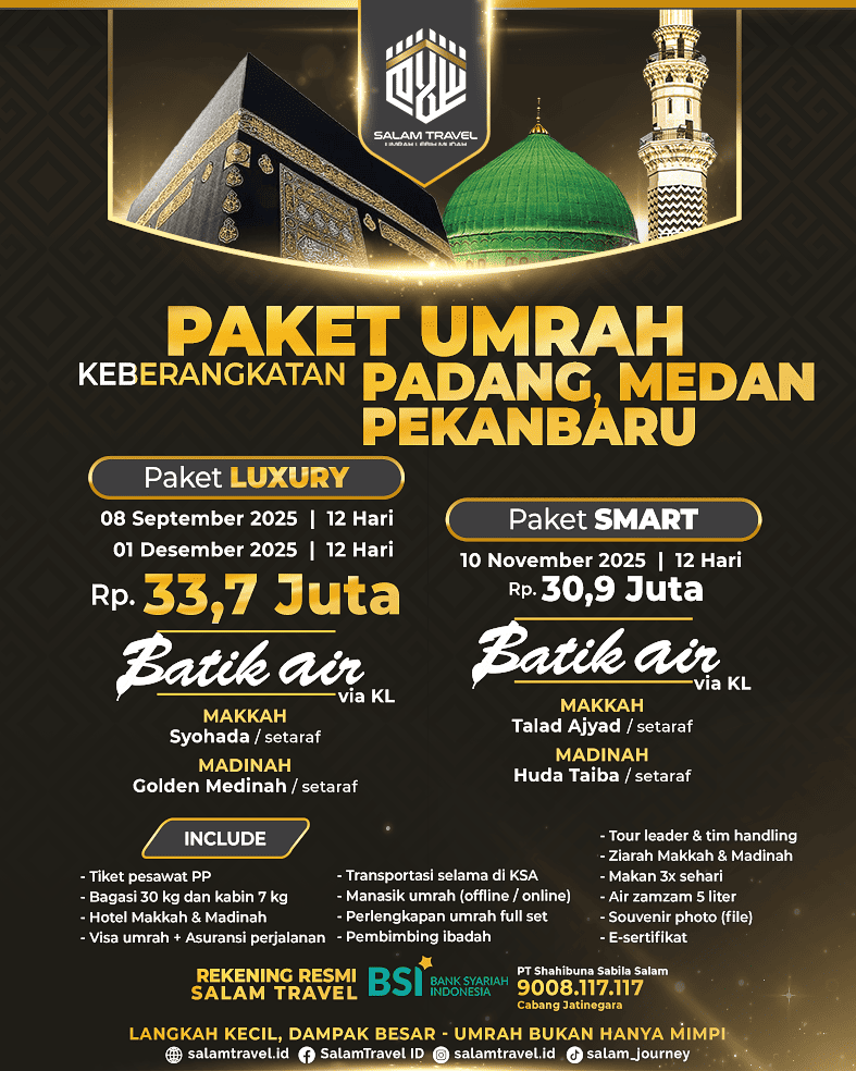 Umrah LUXURY Padang Medan Pekanbaru 01 Desember 2025